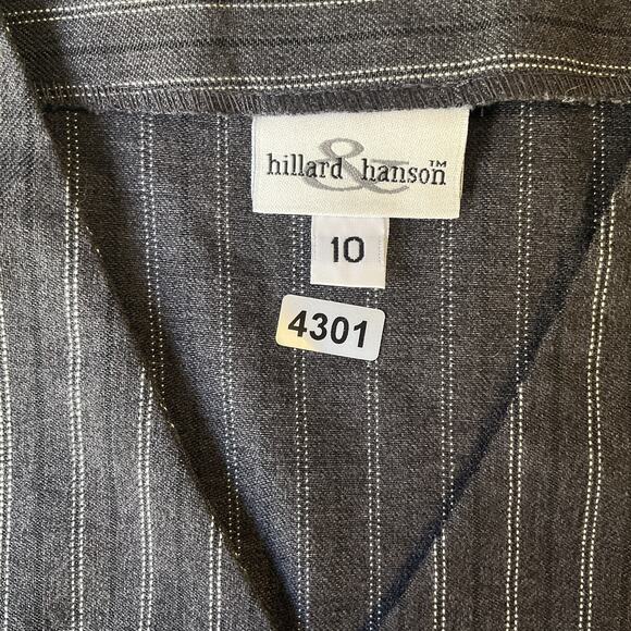 VINTAGE Hillard & Hanson Women Dress 10 Gray Striped Shirt Dress Classic Button - Picture 2 of 11